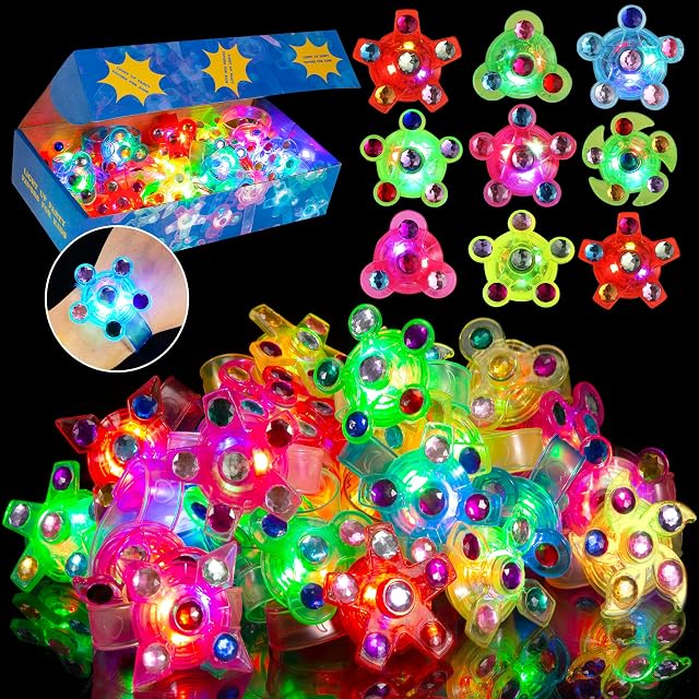 SCIONE 24 Pack LED Light Up Bracelets Kids Party Favours Glow in The Dark Party Supplies Return Gifts for Kids Christmas Birthday Halloween Party Favours