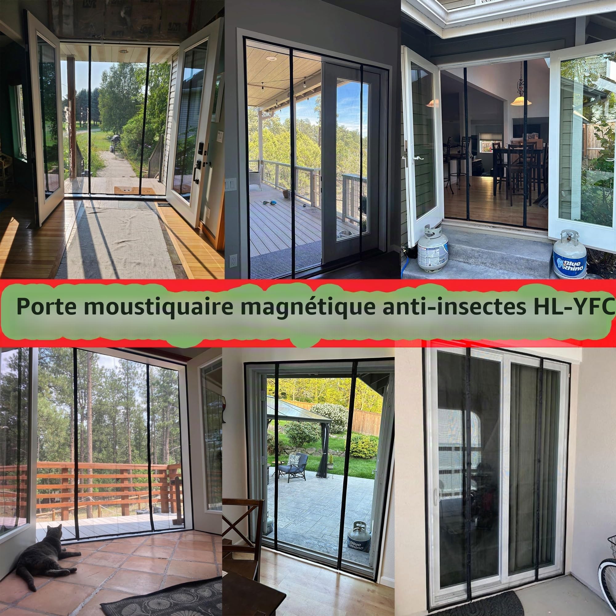 Moustiquaire Porte 210x215cm Fenetre Aimantée Magnetique, Rideaux Anti Mouches pour Porte, Rideaux Toile Insect Ecran,Moustiquaire Baie Vitree Coulissante,Magnétique Moustique Sans Perçage Blanc