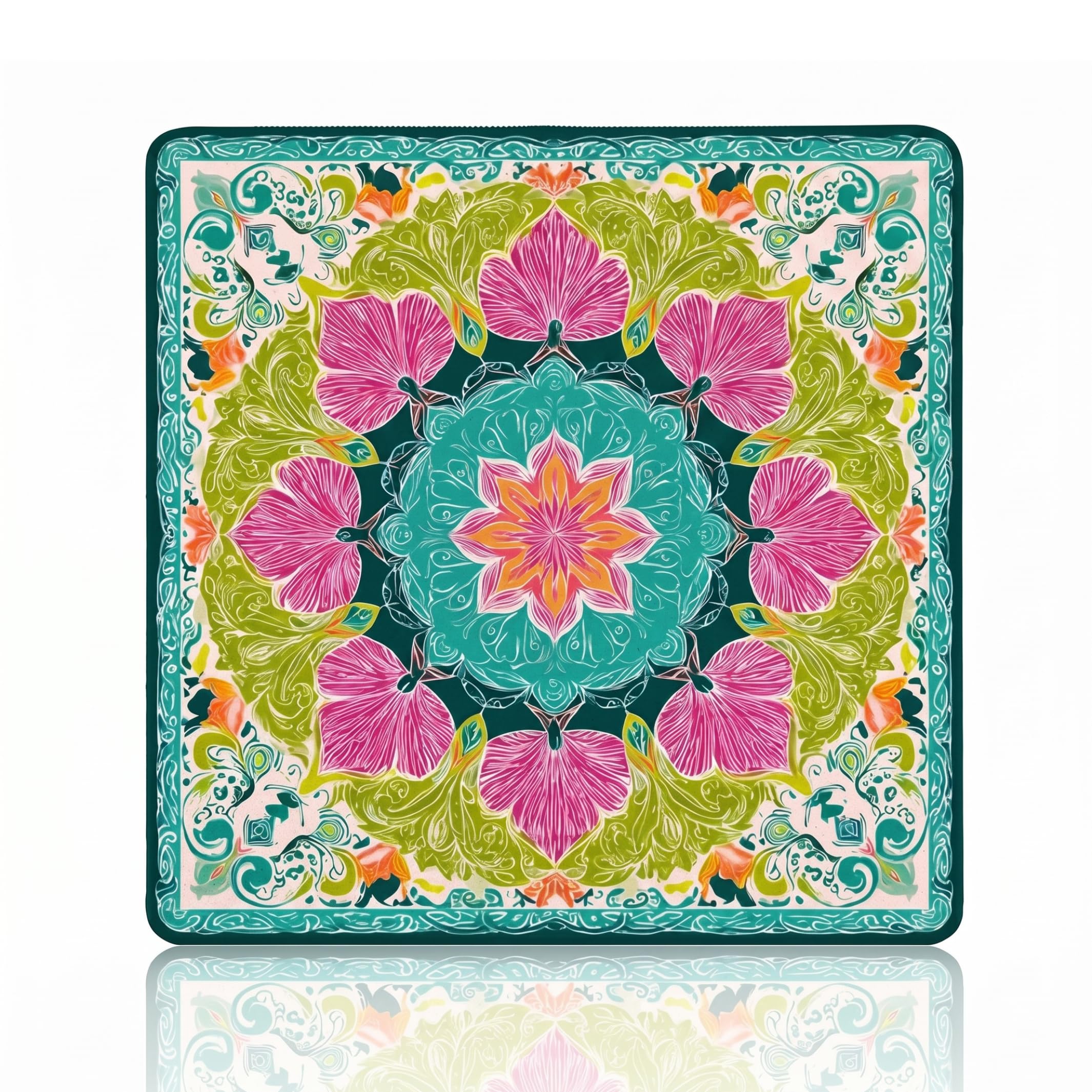 Ngbbby Mini Mahjong Mat, Noise Reduction Mahjong Mat for Table, Floral Weave Mah Jongg Mats, 19.69x19.69inch (50x50cm) Tile Game Table