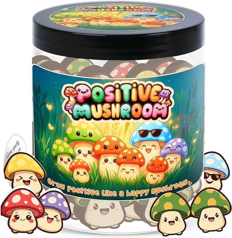 Pote DEARMINE Positive Mushroom com 60 cartões de afirmação