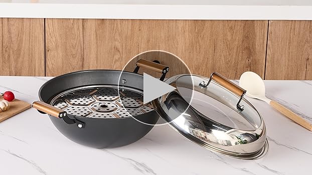 Amazon | WANGYUANJI 蒸し器付き両手鍋 深型 32cm 窒化鉄 錆び