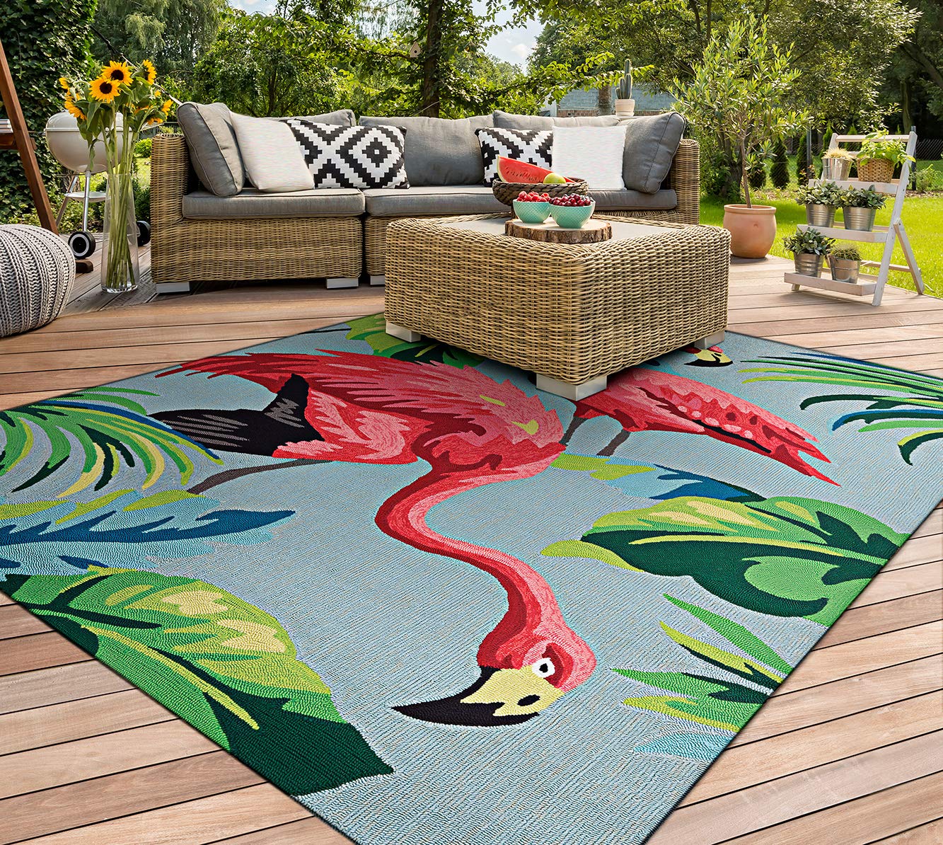 Couristan Covington Flamingos Indoor/Outdoor Area Rug, 5'6" x 8', Multicolor