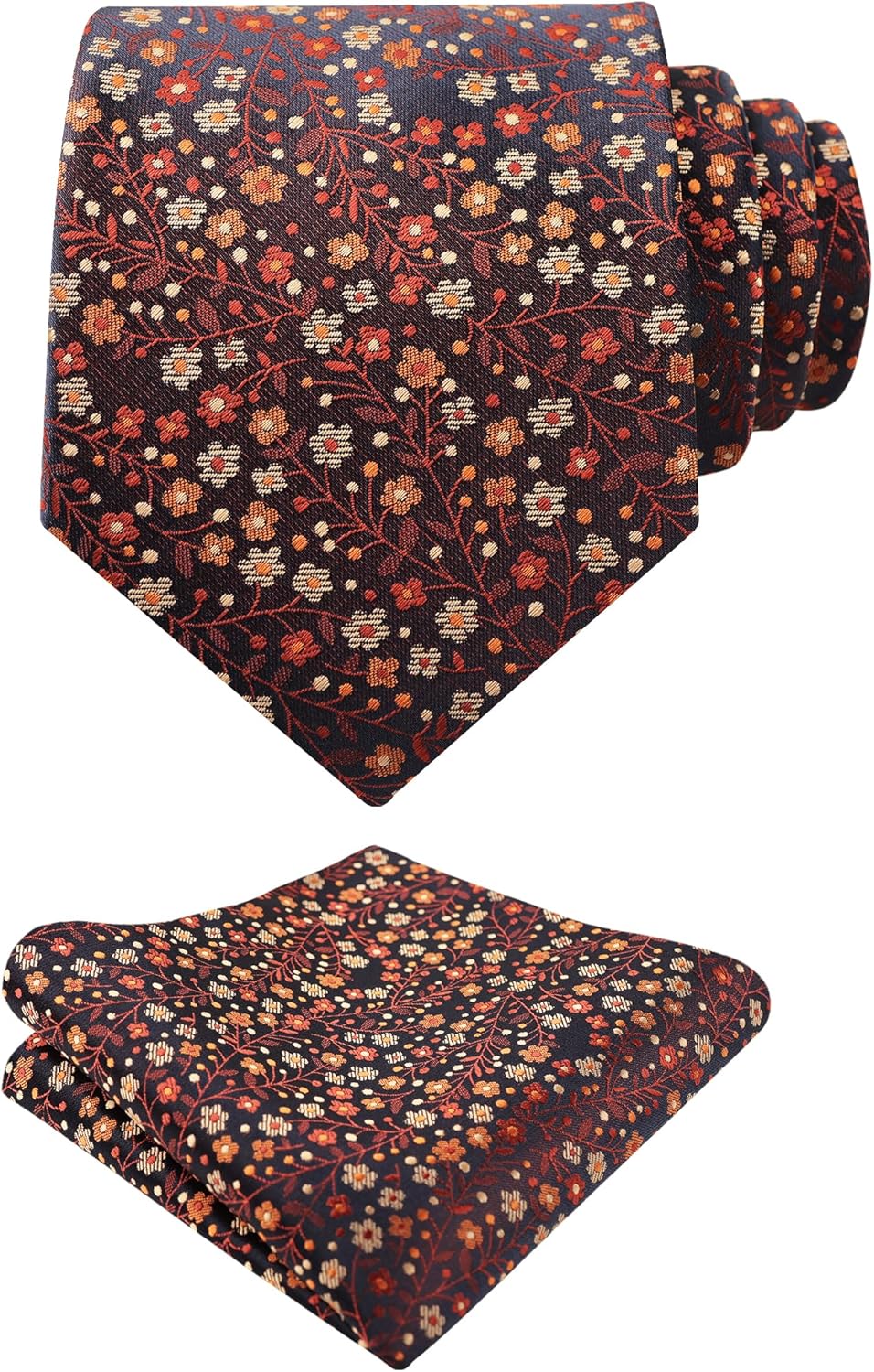 Alizeal Mens 3.15inches Exquisite Floral Tie with Small Flower Printed Pocket Square