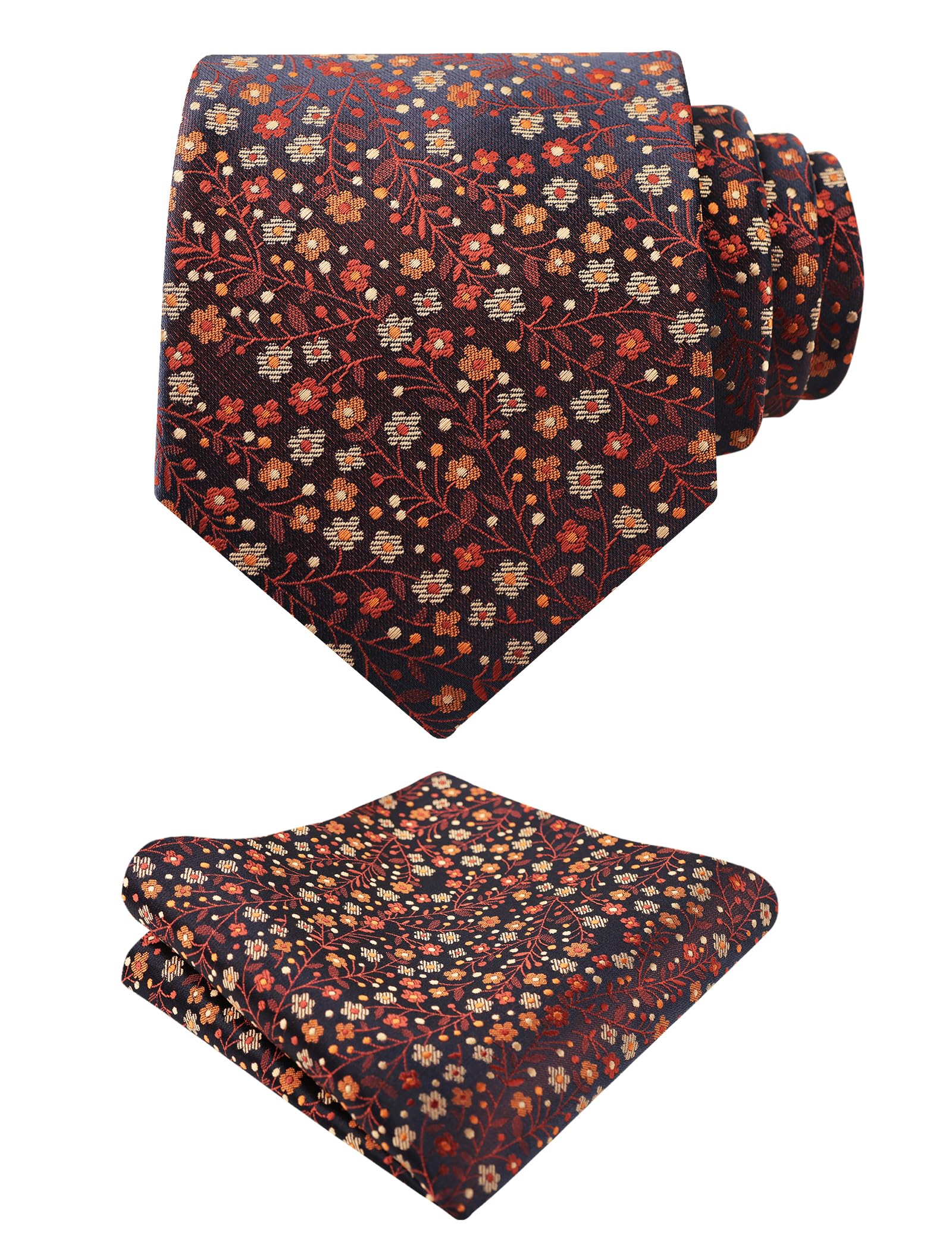 Alizeal Mens 3.15'' Floral Tie with Pocket Square