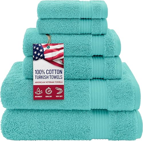 Vista 250 de American Veteran Towel, Juego de 4 toallas de mano para baño, juego de toallas de mano turcas 100% algodón, toallas de mano suaves, toallas de mano