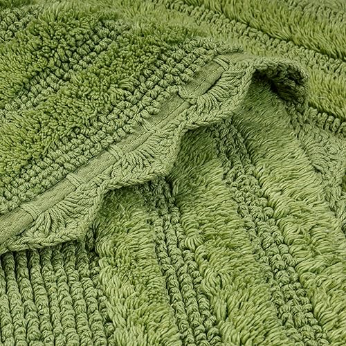 Miniatura 10 de Alfombra de baño reversible de algodón beige con borde de ganchillo, 2 x 5 pies de largo, 24 x 60 pulgadas