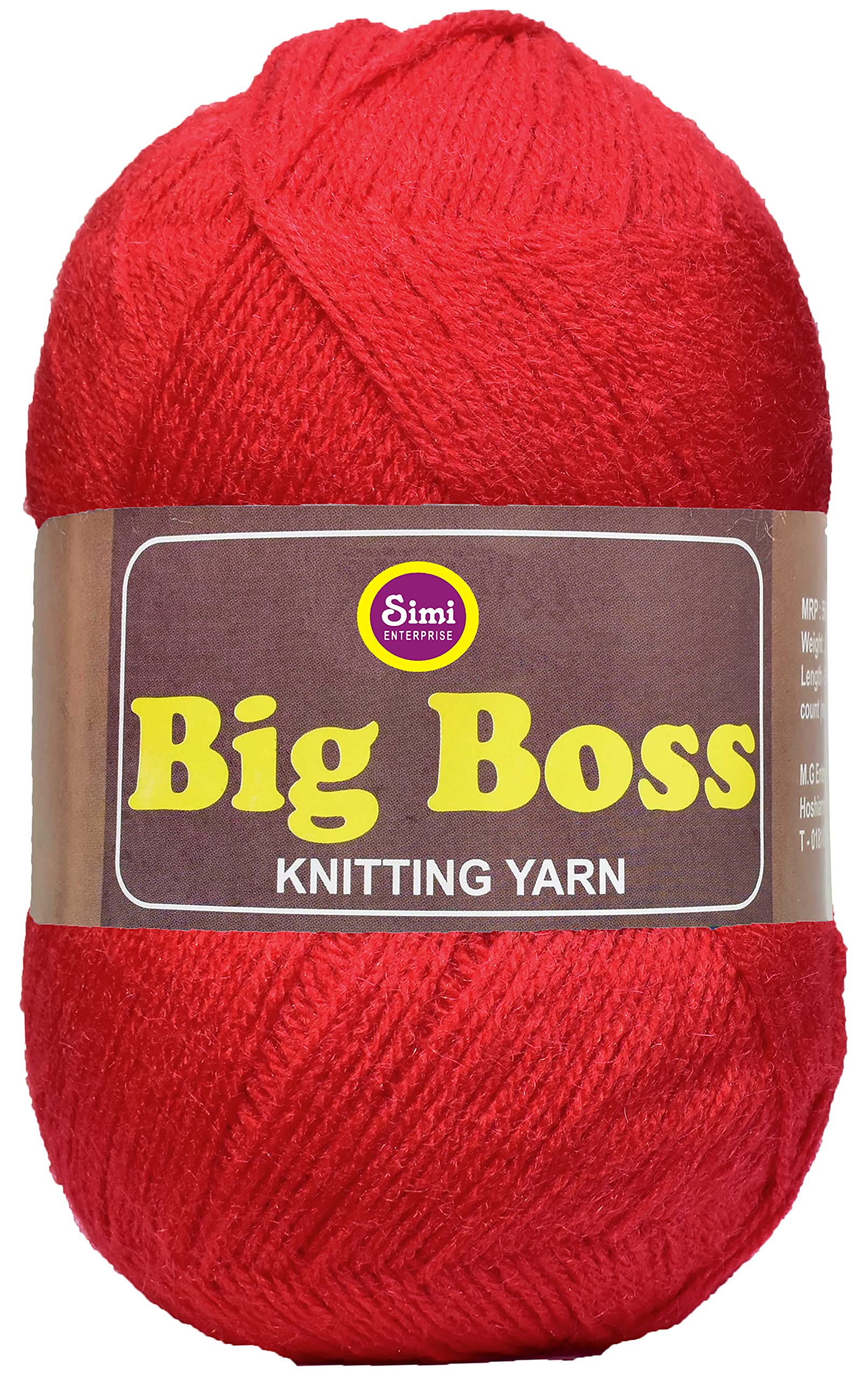 SIMI Enterprise Big Ball Candy Red (400 gm) Wool Ball Hand Knitting Wool/Art Craft Soft Fingering Crochet Hook Yarn, Needle Knitting Yarn Thread dyeT T UEB