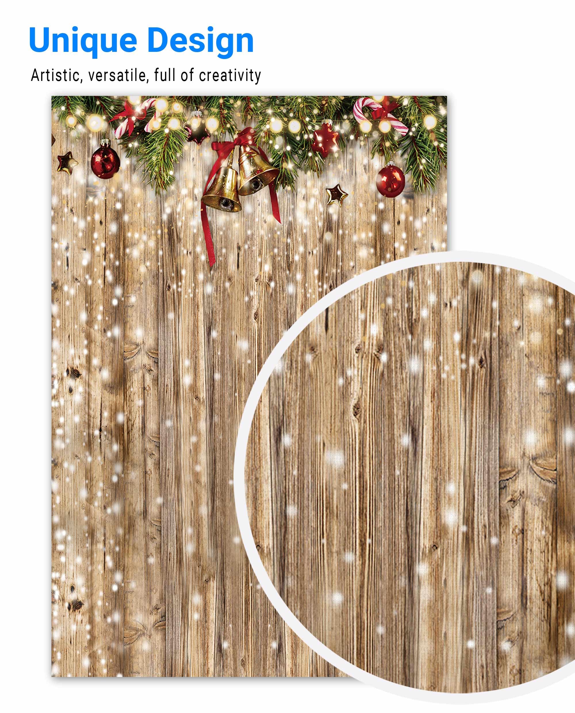 Allenjoy Cardboard Christmas Trees Backdrop Snowflakes Rustic Wooden Photoshoot Background - View #7