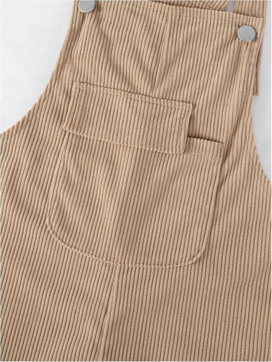 OYOANGLE Girl's Corduroy Jumpsuits Bow Decor Bib Overalls Straight Leg Long Pants Romper