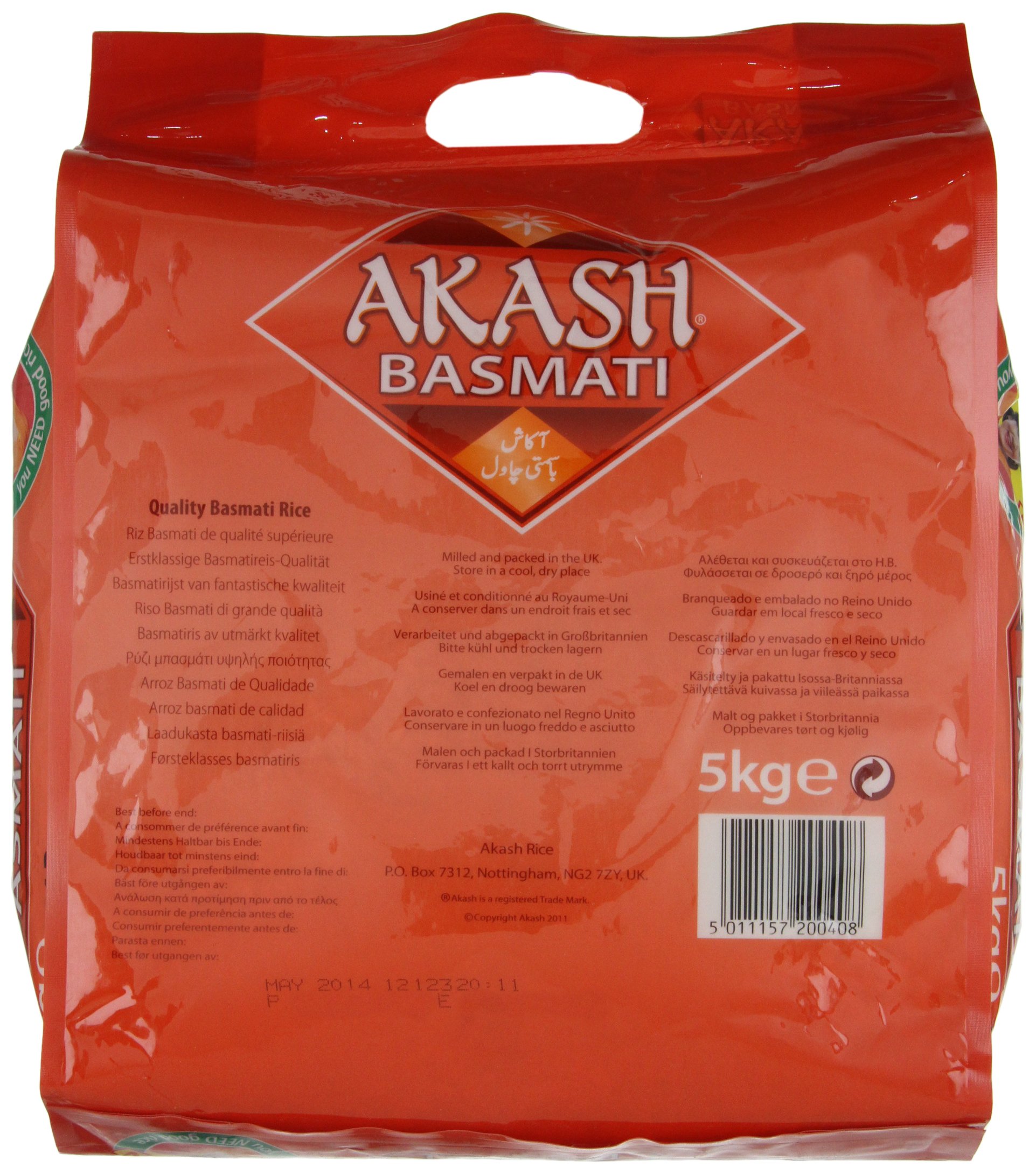AKASH Riso Basmati, confezione da 1 (1 confezione da 5 kg)