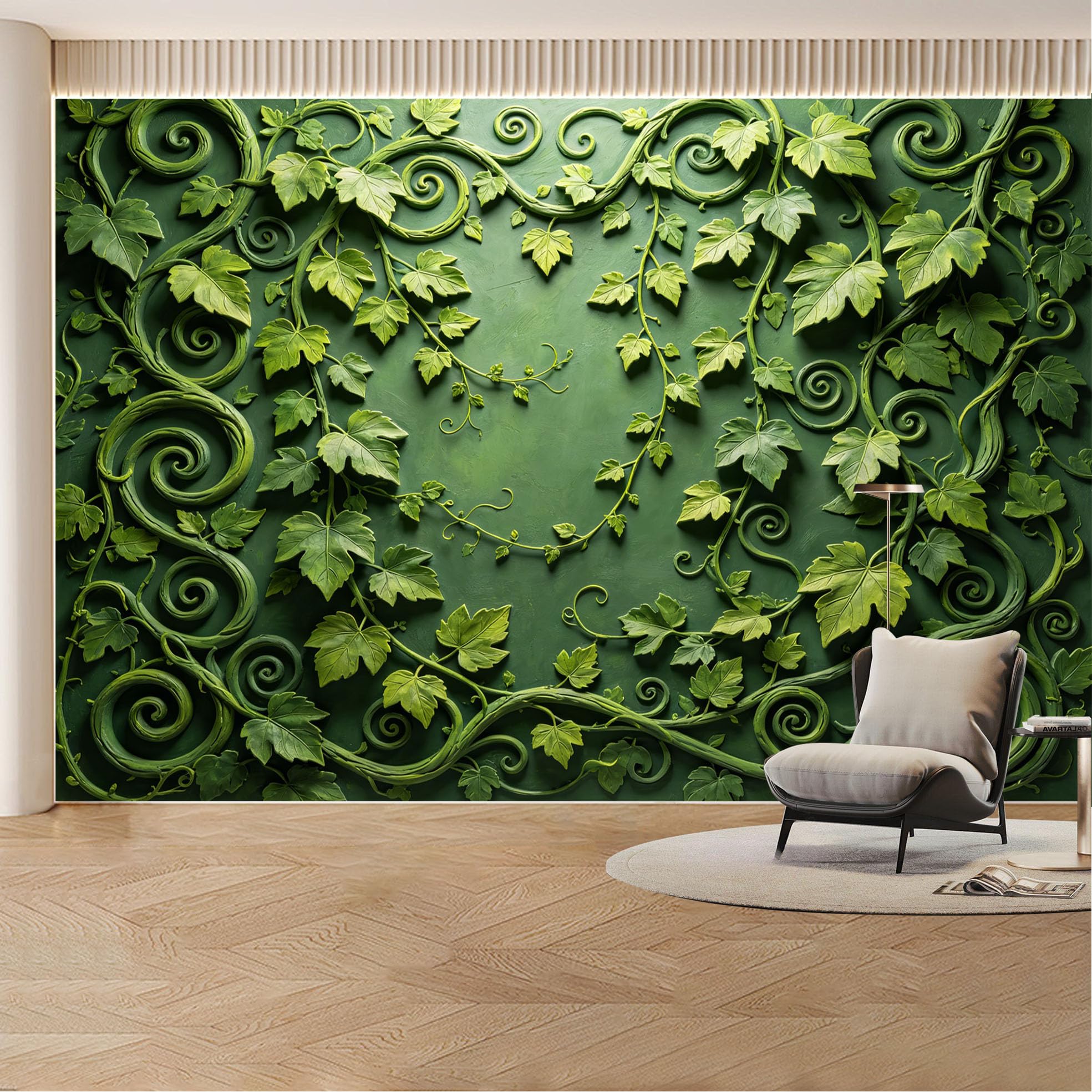 Custom Wall Mural Wallpaper Green Vines Nature 3D Effect Wall Decor Tropical Minimalist Removable SelfAdhesive Large Photo for Living Room， Bedroom， Office