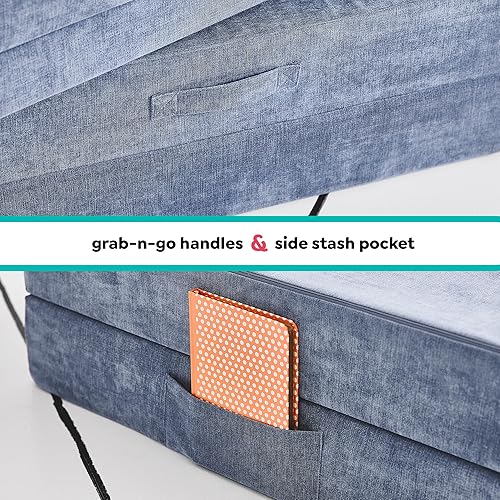 Miniatura 5 de Yourigami Sofá de juegos para niños y niños pequeños, sofá plegable convertible, diseño modular de espuma duradera, laguna azul Azul (Blue