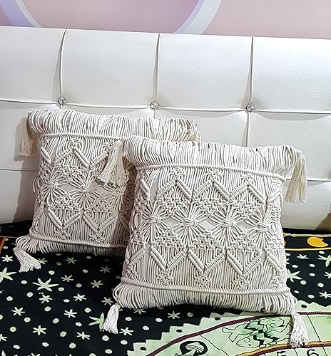 Miniatura 6 de Funda de cojín bohemia de macramé, funda de cojín para decoración de boda, 18 x 18 pulgadas, 1 pieza