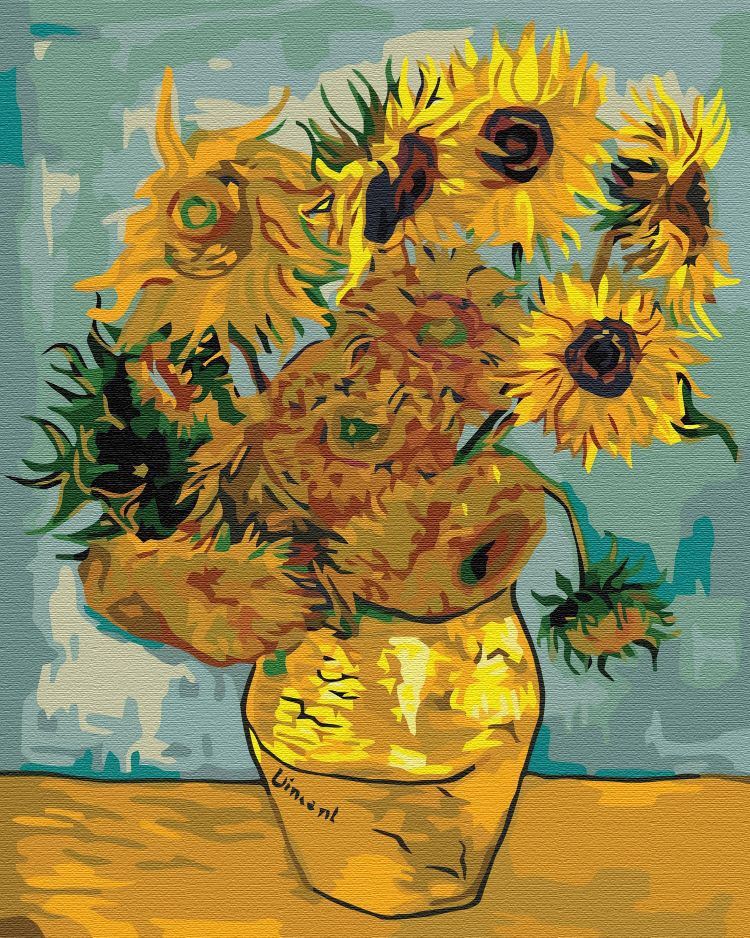 Artnapi Sunflowers Van Gogh Paint by Numbers Adults Kit, 40 x 50 cm, Acrylic Paints & Brushes, No Frame, Non-Foldable โ image 1