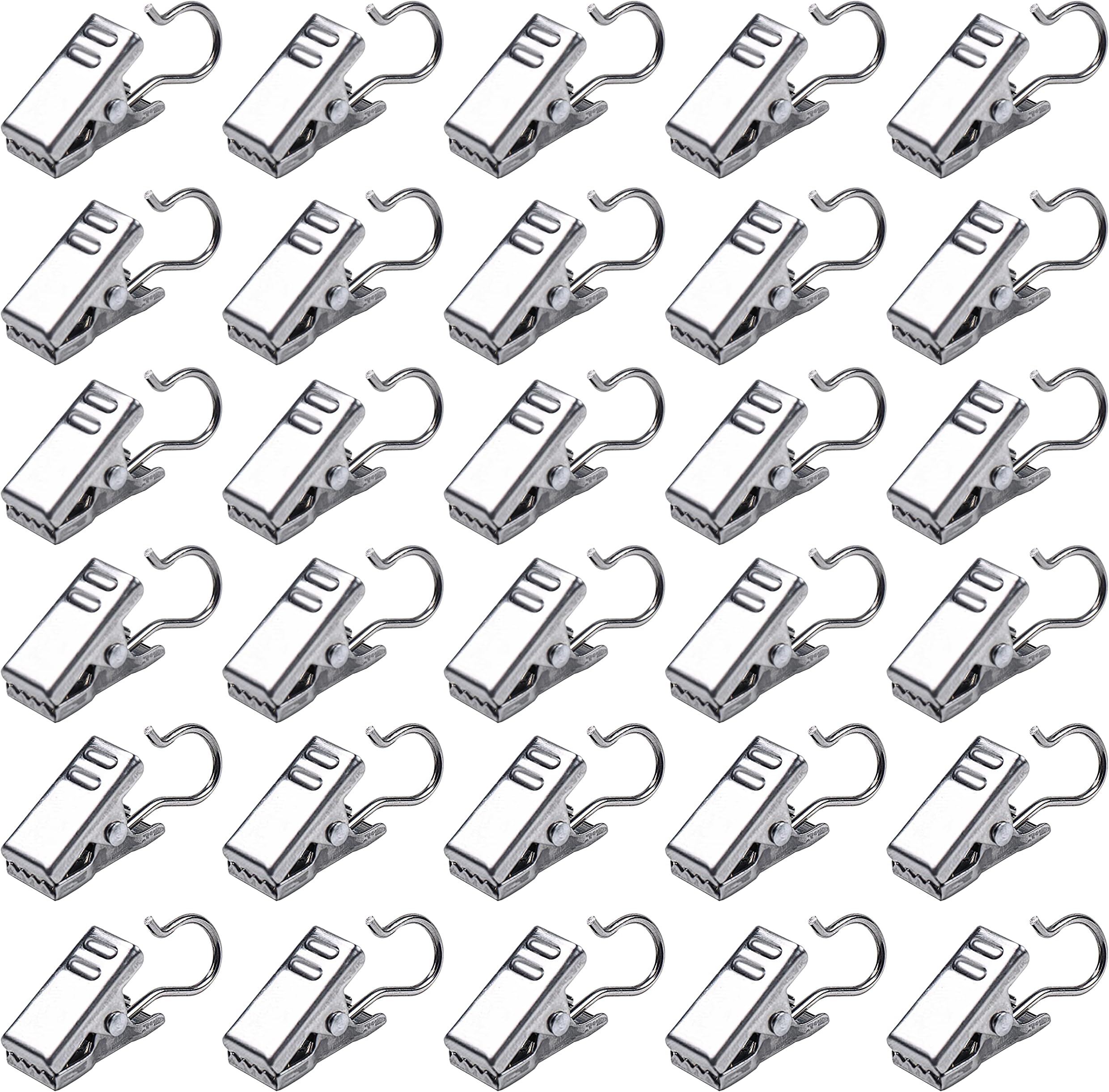 VRSS304 Stainless Steel Curtain Clips Home Decoration for Photos, Art Craft Display, Party Lights Balloon Hanger Wire Holder (Silver, 30)