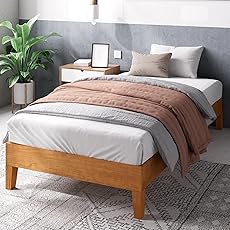 Mellow Naturalista Grand - 12 Inch Solid Wood Platform Bed with Wooden Slats - No Box Spring Needed - Twin (Natural Pine)