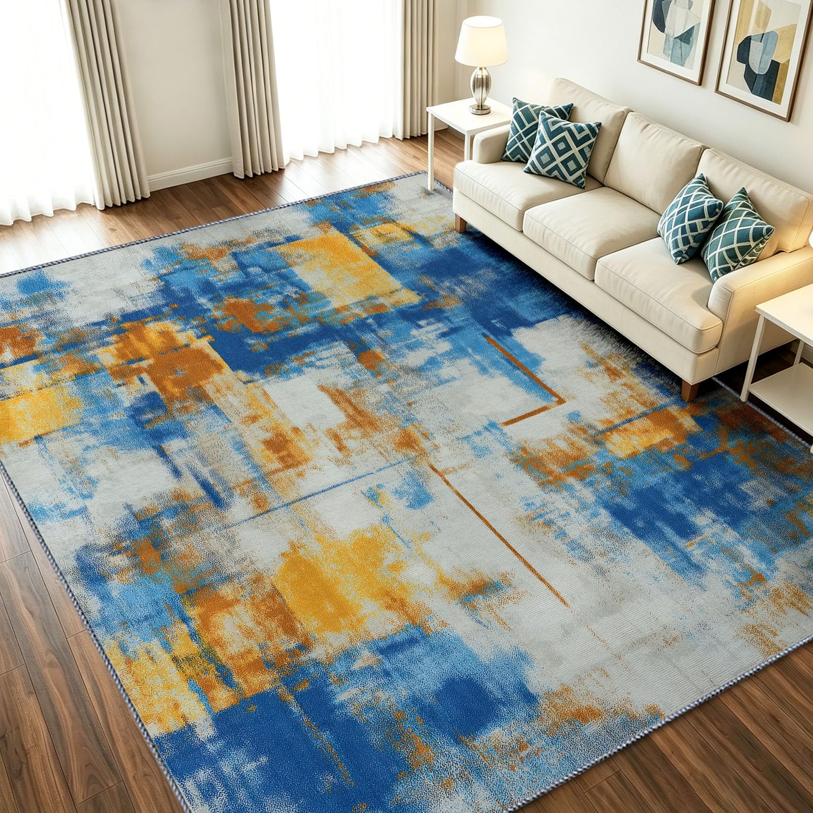Tapis ultra doux au design abstrait et texture graffiti colorée