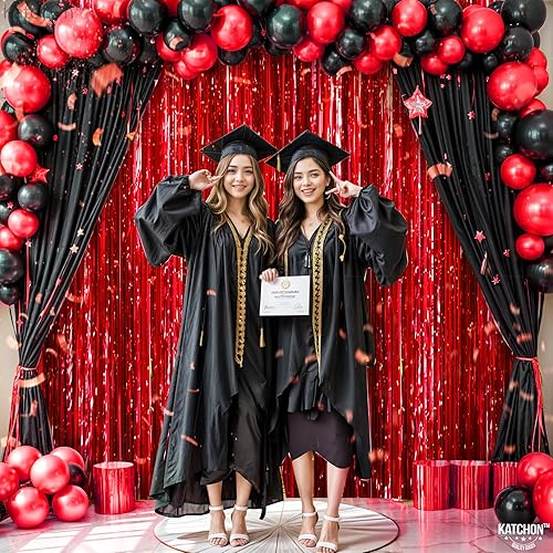 Vista 13 de KatchOn - Telón de fondo de flecos naranja extra grande de 6.4 x 8 pies, paquete de 2 Decoraciones de cumpleaños naranja Telón de fondo