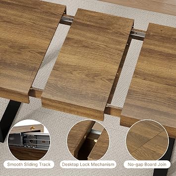 Zevemomo 63-78.7 Extendable Dining Room Table for 6-8, Expandable Dinner Table Rectangular Kitchen Table Farmhouse Wooden Dining Tables for Dining, Kitchen, Office, Living Room, Space Saving-Brown