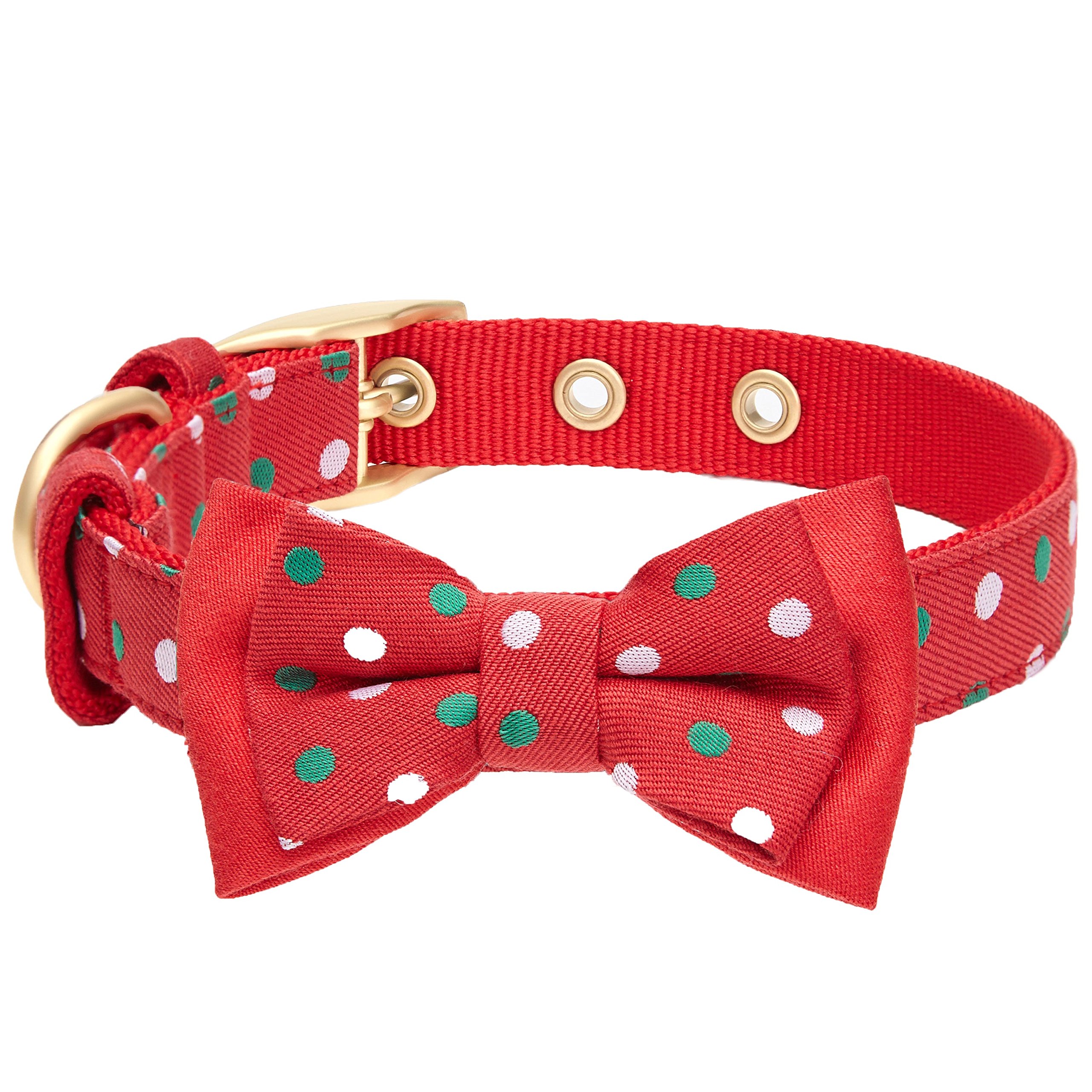 Collier pour chien réglable Blueberry Pet 33cm-42cm avec nœud papillon de Noël amovible
