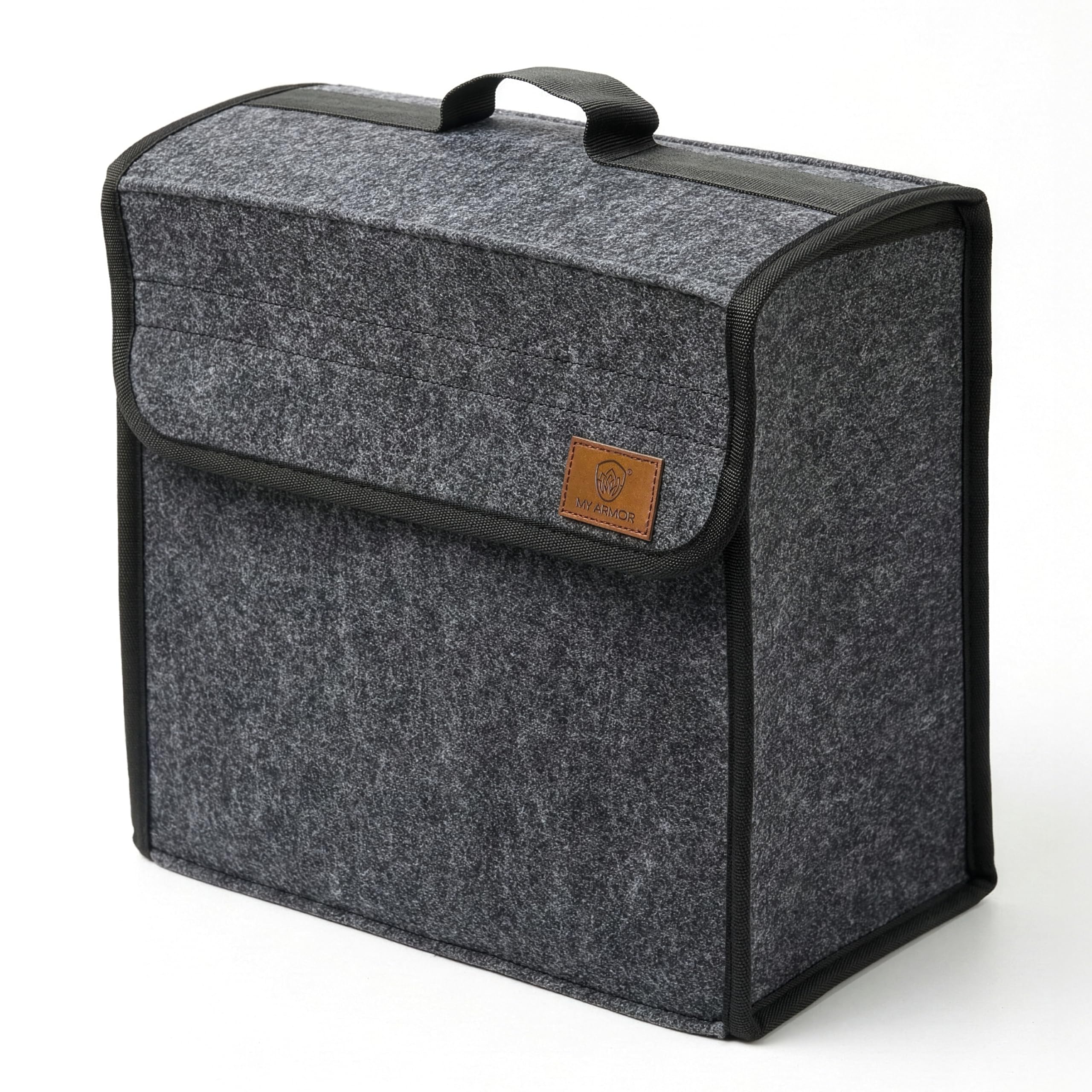 MY ARMOR Car Boot Organizer | Car Trunk Organizer Felt Storage Bag | Large Multi-Compartment | Anti-Slip | Foldable Utility Space Saver | For Cars, SUVs & Trucks | 30 x 29 x 17 cm | Grey-image-49
