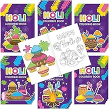 JAPBOR Holi Coloring Books for Kids - Mini Happy Holi Activities Color Book Bulk for Party Favors, Indian Festival Holiday Small Colouring Pages for Gifts Classroom School Drawing Painting Games