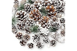 Whaline Natural Pine Cones Berry Pine Branch Set