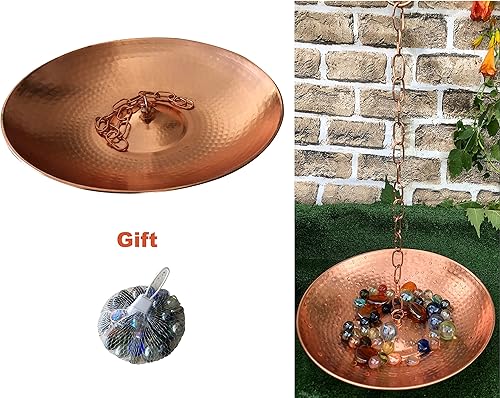 Miniatura 4 de Cuenca de anclaje martillada de cobre puro, cobre puro, 11 pulgadas de diámetro y 2 pulgadas de alto
