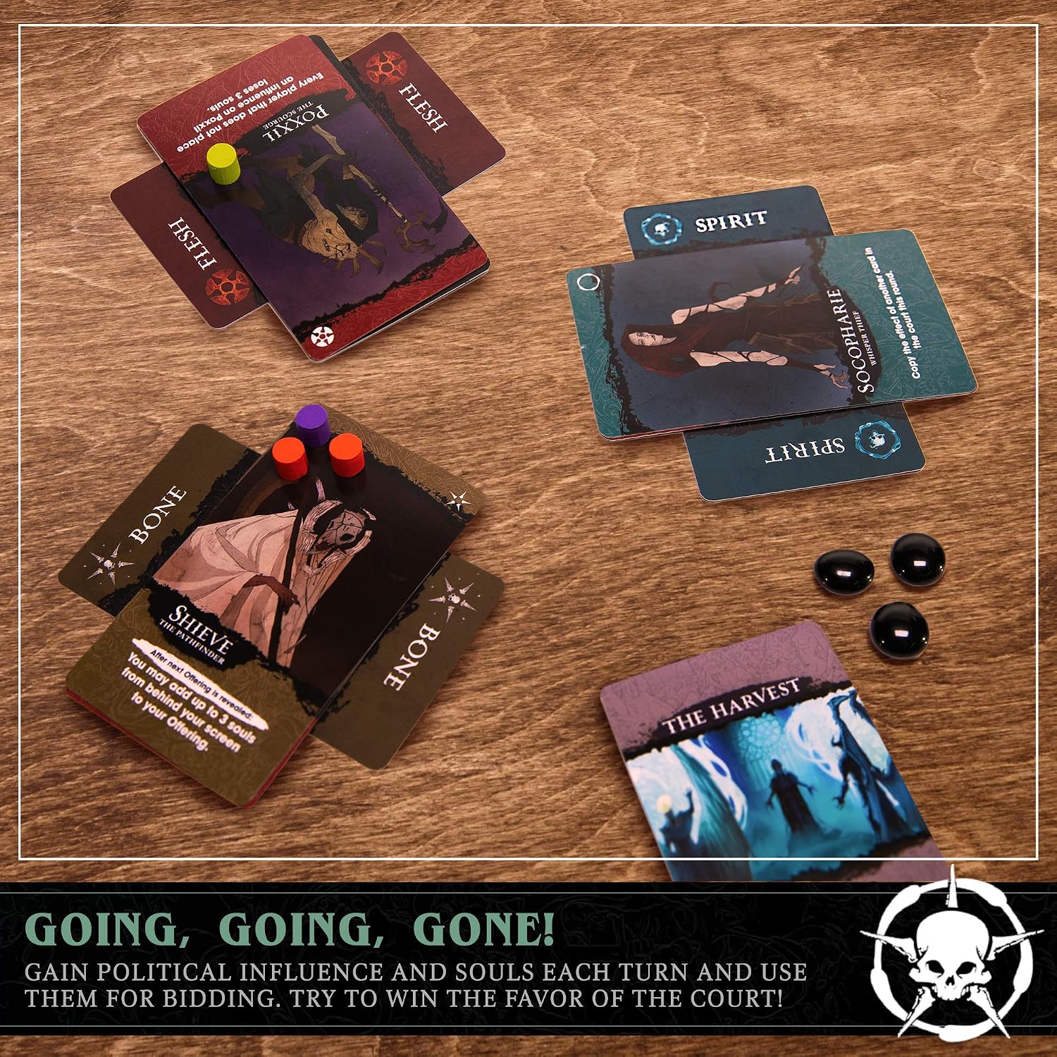 Skybound Entertainment Court of the Dead Dark Harvest : Fantasy, Mythology, Strategic Bidding and Bluffing Card Game, Competitive Fun Replayable Party Board Game, 3-6 Players