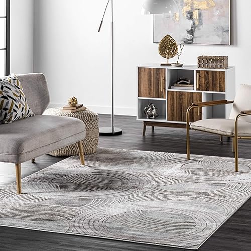 nuLOOM Austin - Alfombra abstracta con círculos, 4 x 6, color gris