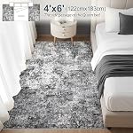 DMOYEST Area Rug Living Room Rugs - 4x6 Large Soft Indoor Neutral Modern Abstract Low Pile Washable Rug Carpet for Bedroom Dining Room Farmhouse Home Office - Grey