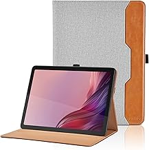 Hülle für Lenovo Tab M9 (9 Zoll) TB-310FU 2023 / Nook 9" Lenovo Tablet (2024) PU Leder Schutzhülle mit Tasche und Stifthalter, Smart Cover mit Stand Funktion - Grau