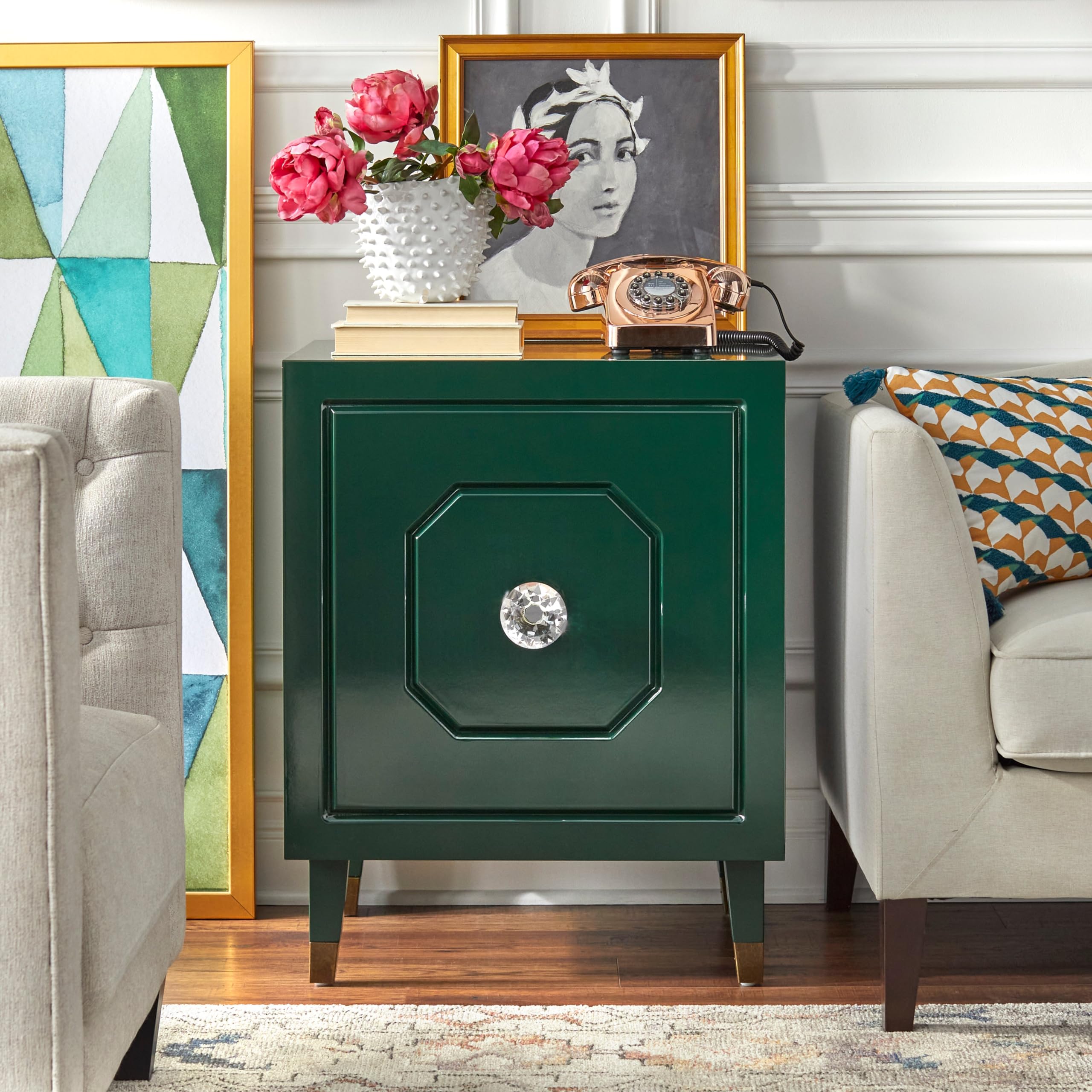 angelo:HOMEANGELOHOME Jaslene Side Cabinet Dark Hunter Green