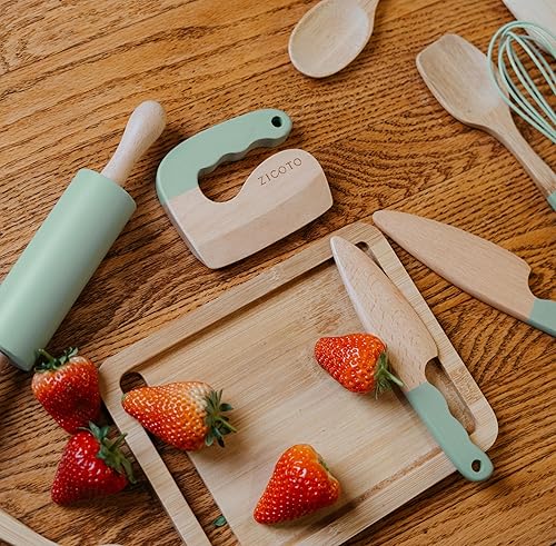 Miniatura 2 de Juego de cocina y horneado de madera para niños, herramientas de cocina seguras y reales que dan a los niños una experiencia de cocina divertida.