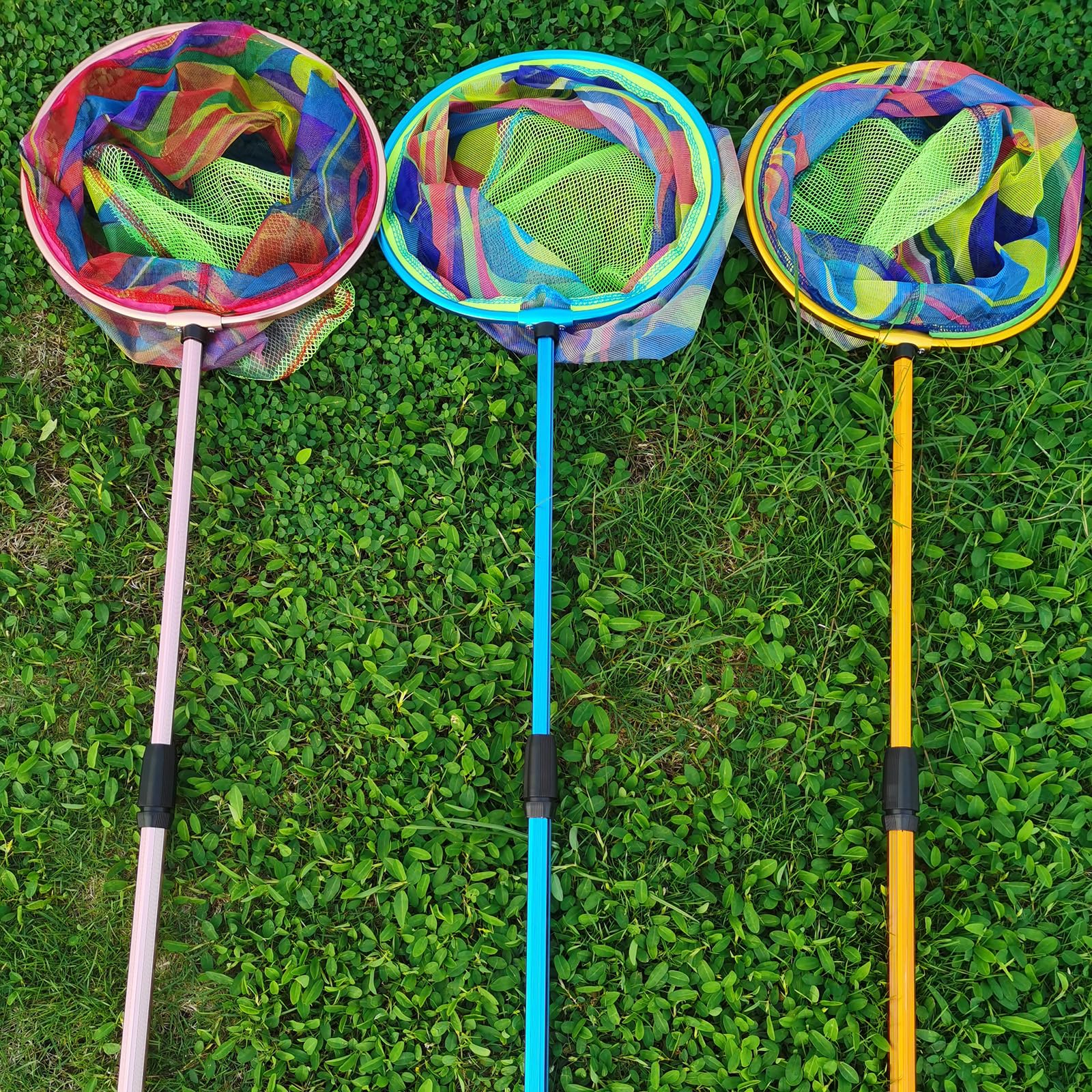 Kids Fishing Net, 3 Pack Telescopic Beach Nets with Aluminum Pole Handle, Butterfly Net for Kids, Fish Net Crab Nets Fishing Gear for Kids Youth, Outdoor Playing : Sports & Outdoors