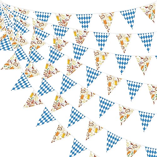 Miniatura 29 de 32 pies de decoraciones de fiesta azul polvoriento, banderines de tela en forma de triángulo retro azul a cuadros, bandera de guirnalda de Azul