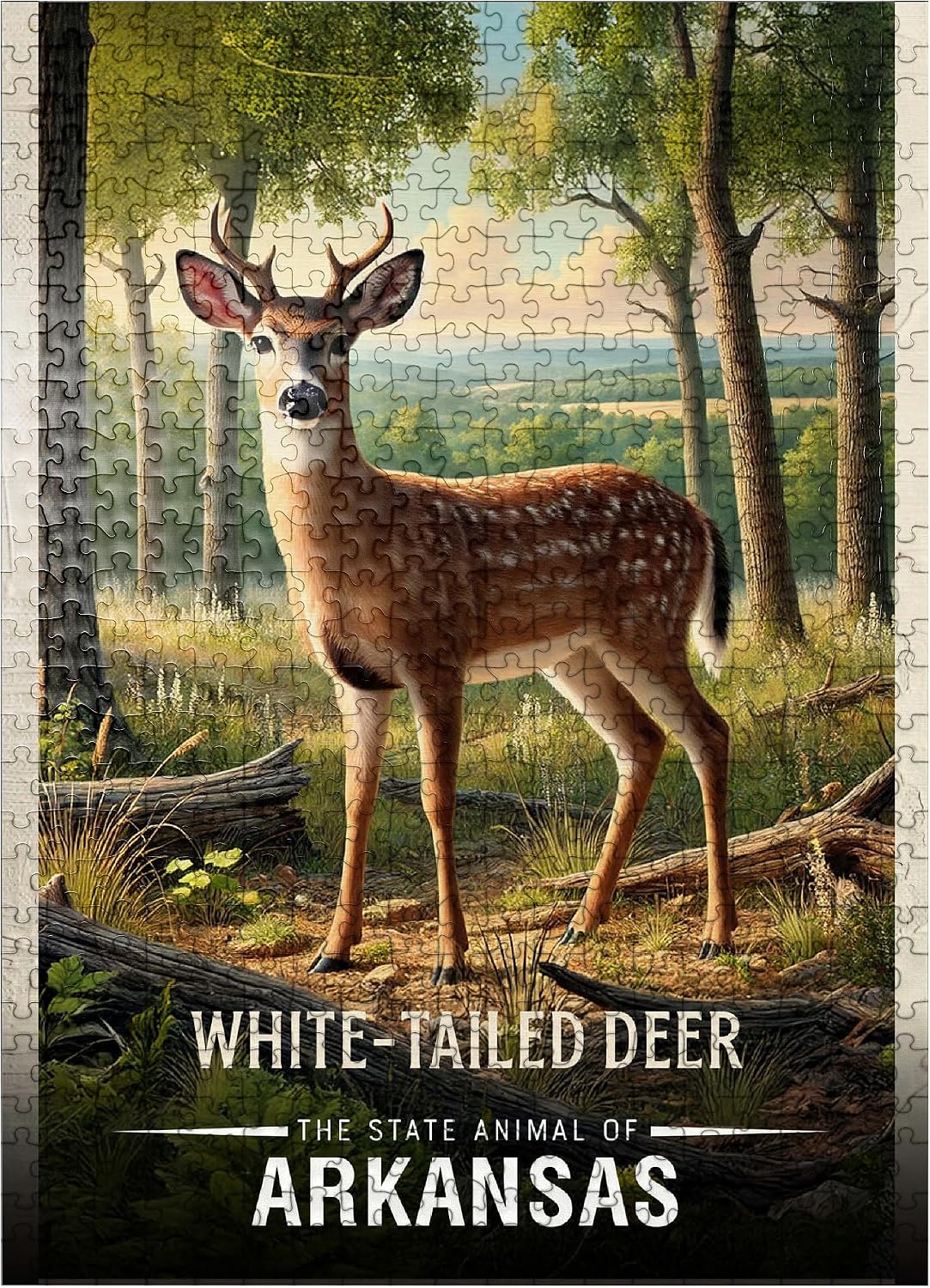 MyPuzzle Arkansas, White-Tailed Deer: State Animals Series - Premium 500 Piece Jigsaw Puzzle for Adults