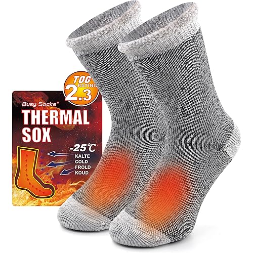 Busy Socks Winter Warm Thermal Socks for Men Women Extra Thick Insulated Heated Crew Boot Socks for Extreme Cold Weather
