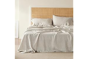 4 Pcs Linen Cotton Sheets Queen Size - Soft and Breathable All Season Linen Sheets