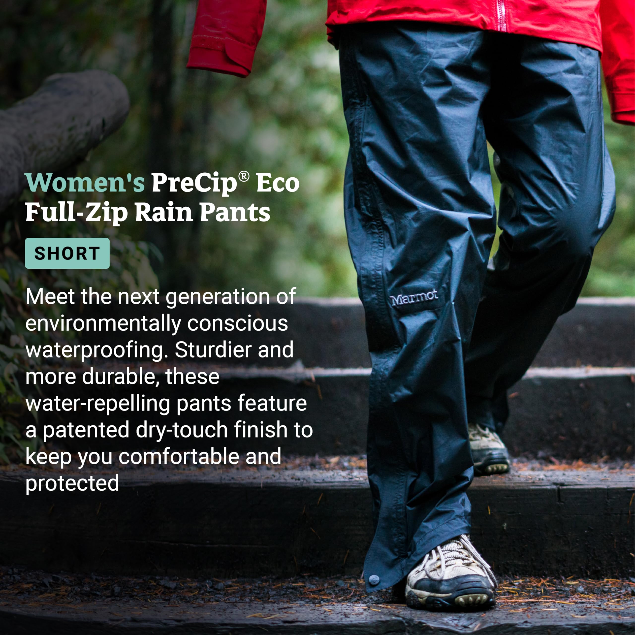 Marmot Damen wasserdichte Regenhose, Winddichte Wanderhose, atmungsaktive Regenkleidung zum Wandern und Trekking Wm's Precip Eco Full Zip Pant