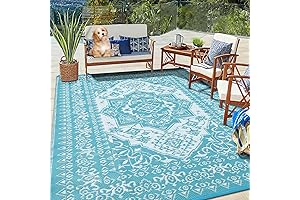 Outdoor Patio Rugs, 12 x 18 Blue
