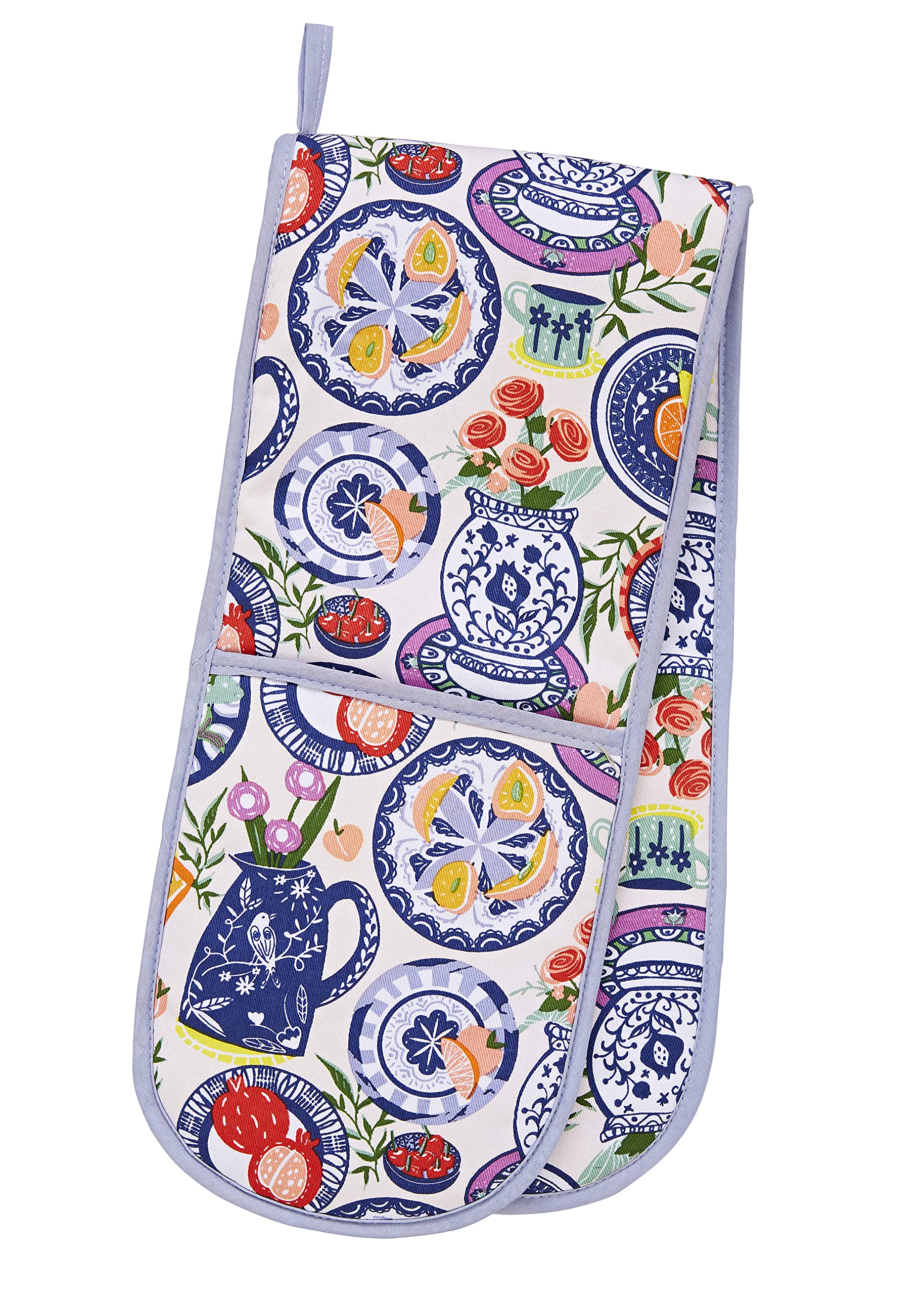Ulster Weavers Multicolor - Mediterranean Double Oven Gloves (88 X 18Cm) - 100% Cotton - Mediterranean Oven Gloves Heat Resistant - Washable - Moroccan Oven Gloves In Blue - Mediterranean Kitchen Accessories