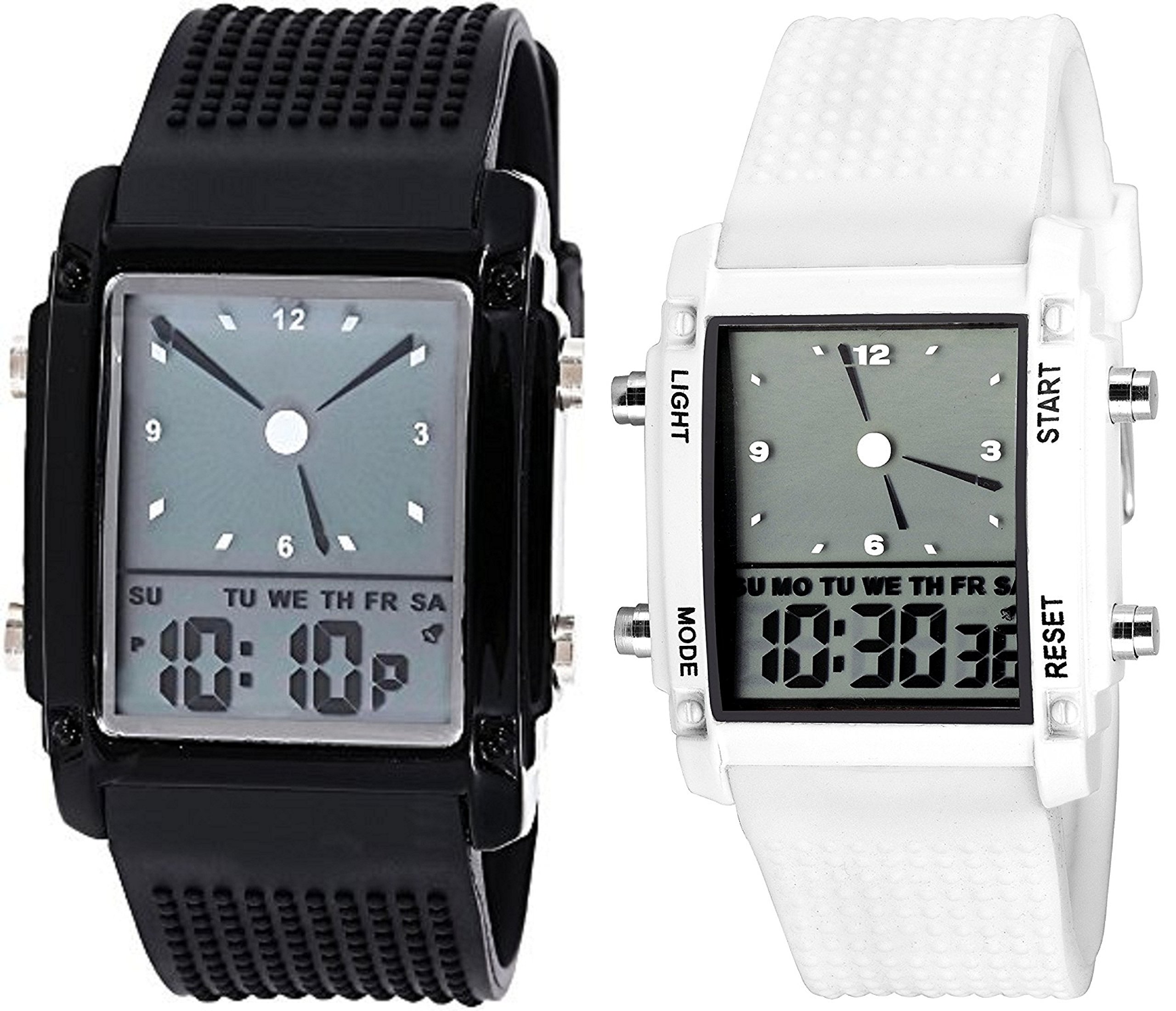 Pappi-Haunt - Pack of 2 - Digital Black & White Dial Multifunction Mens and Boys Watch-High Defination Watch (B074XKC3F4) Amazon Price History, Amazon Price Tracker