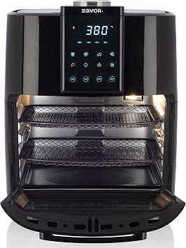 Zavor Crunch 12 Qt Air Fryer Dehydrator Combo with Rotisserie, Toaster Oven, Grill, Roaster & Convection Oven Functions | 8 Presets, Large Capacity, Accessories & Recipe eBook, Black