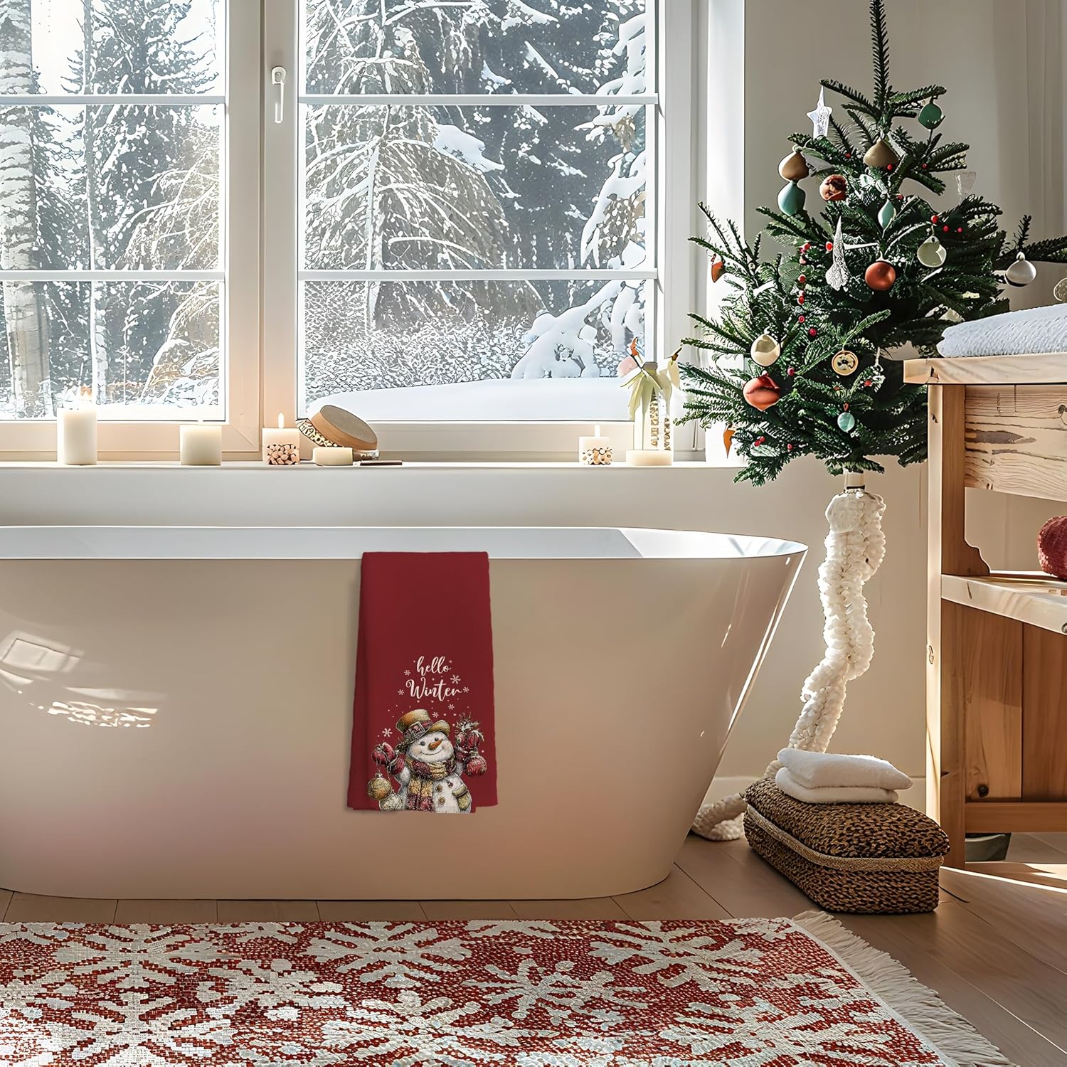 Winter Snowman Kitchen Towels，Winter Kitchen Towels，Let It Snow Dish Hand Towels Decor for Kitchen Bathroom Farmhouse Christmas Home Decor，16x24 Inch - Image 5