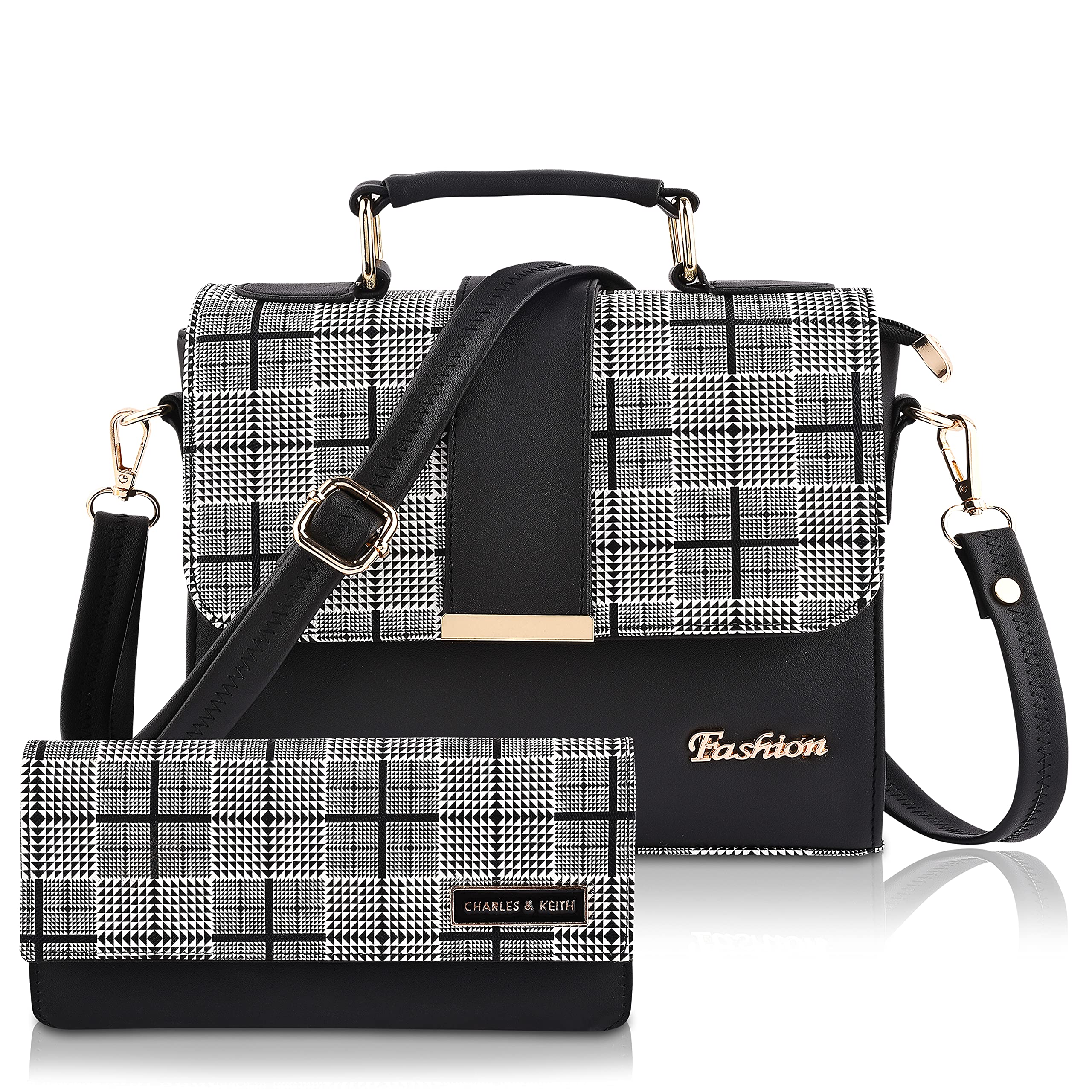 Fiesto Fashion PU Leather Latest Trendy Fashion Ladies Black Color Handbag With Clutch Bag & Combo 2pcs Purse Set (B09H4VS1XS) Amazon Price History, Amazon Price Tracker