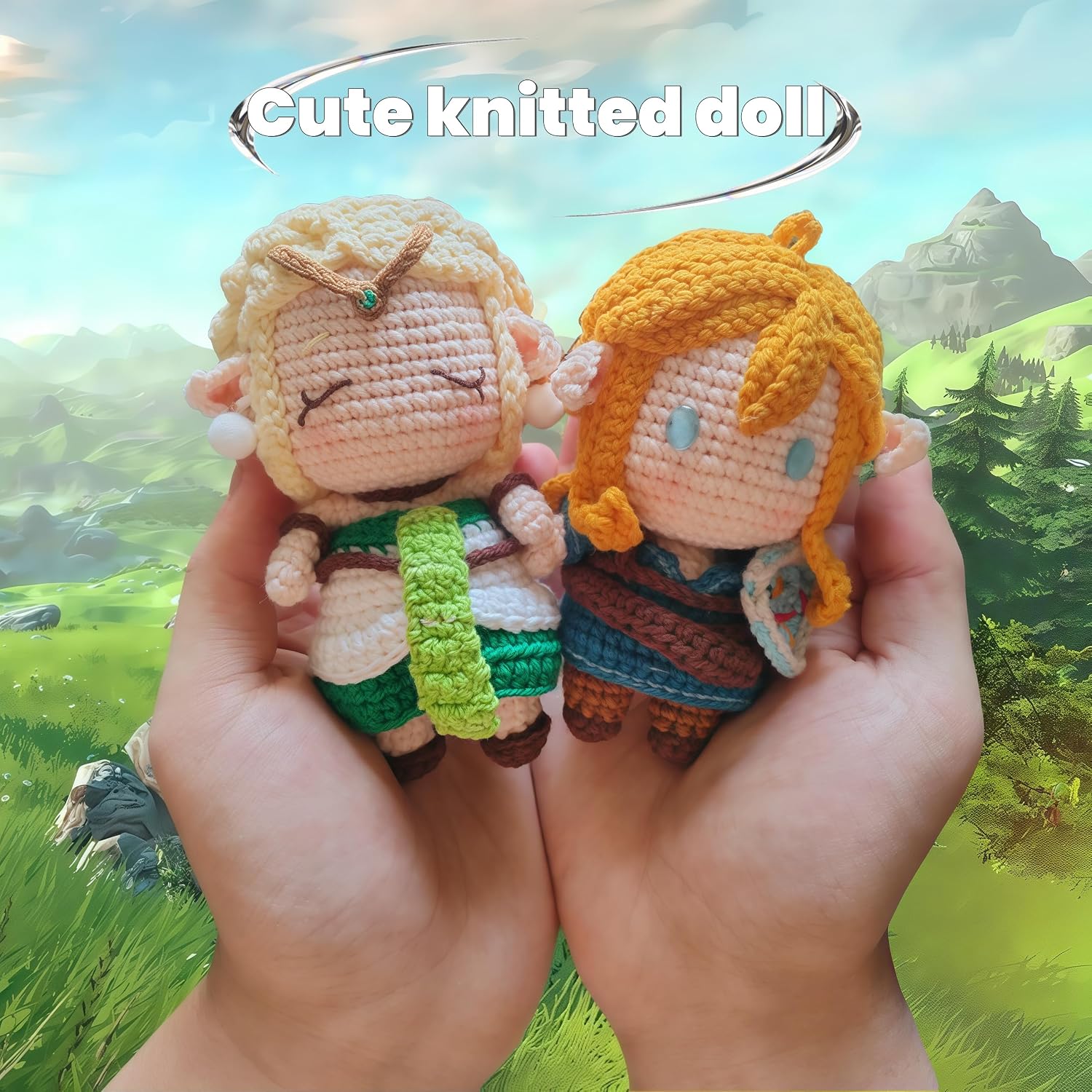 Emotional Support Doll Knitting Kingdom Tears Cute Positive Link Figure Stress Relief Therapy Gift Totk Action Figures Fun Zelda Keychain Handmade Desktop Accessories Zelda Gifts (Knight)