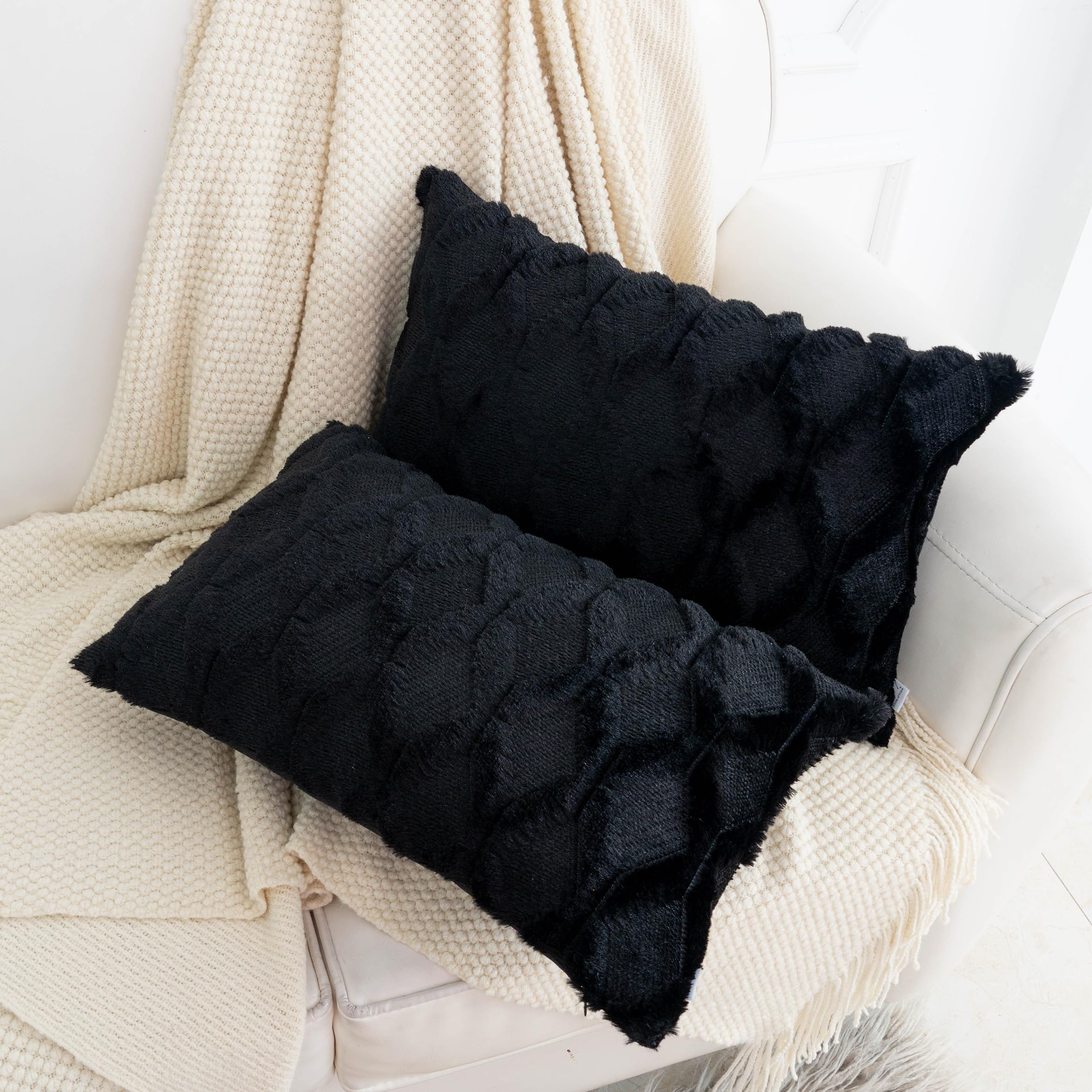 Smile of hope Black Throw Pillow Covers 12x20 Set of 2 Decorative Farmhouse Couch Throw Pillows Boho Shells