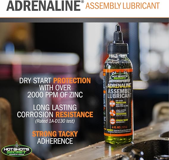 Hot Shots Secret Adrenaline Assembly Lube 4 oz Engine Assembly Lube for Gas & Diesel Engines, Protects Against Dry Starts and Corrosion