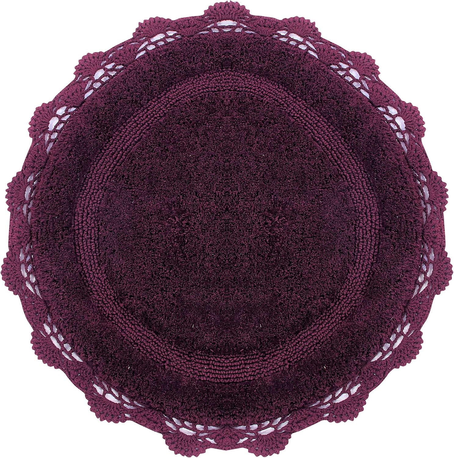 Designer Round Handknit Crochet Cotton Area Rug, 3 feet (Ivory)